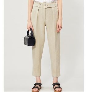 ISO Claudie Pierlot Belted High-rise Tapered Linen